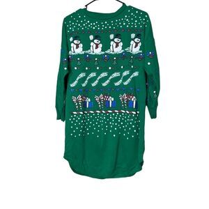 Vintage‎ Starlit Night 80s 90s Christmas Long Sweatshirt One Size